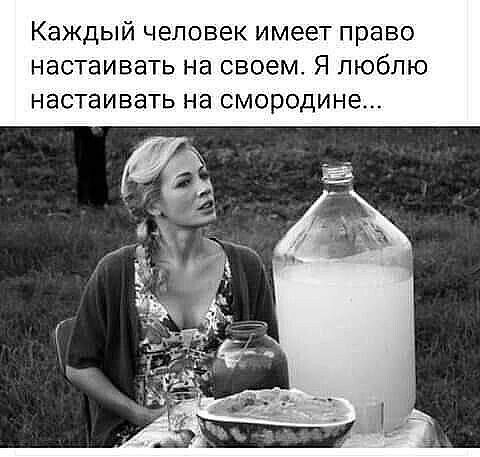Каждый человек имеет право настаивать на своем Я люблю настаивать на СМОРОДИНЕ