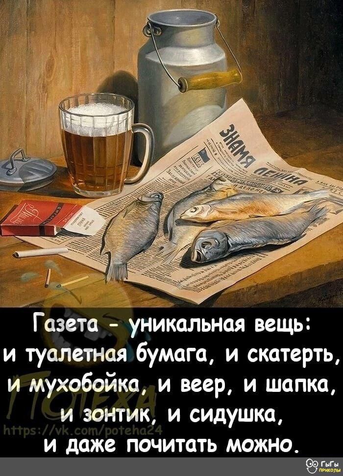 Газета уникальная вещь и туалетная бумага и скатерть и мухобойка и веер и шапка и зонтик и сидушка И даже ПОЧИТОТЬ МОЖНО