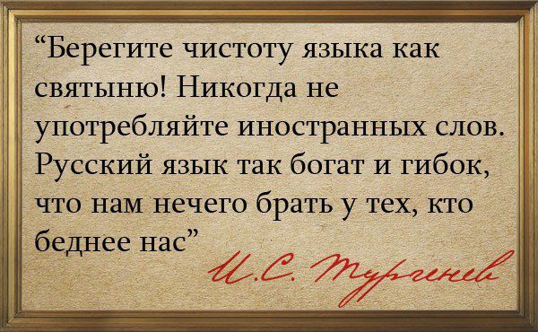 Берегите чистоту языка как святыню Никогда не употребляйте иностранных слов Русский язык так богат И гибок что нам нечего брать у тех кто беднее нас 45