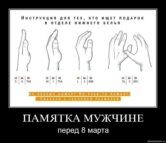 Инструкция для тех, кто ищет подарок в отделе нижнего белья. (рисунок с размерами) ПАМЯТКА МУЖЧИНЕ перед 8 марта