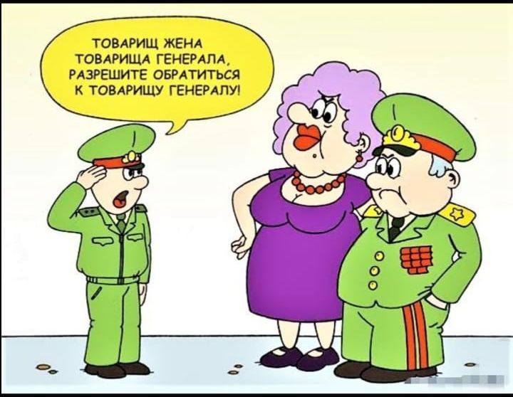 Товарищ жена товарища генерала, разрешите обратиться к товарищу генералу!