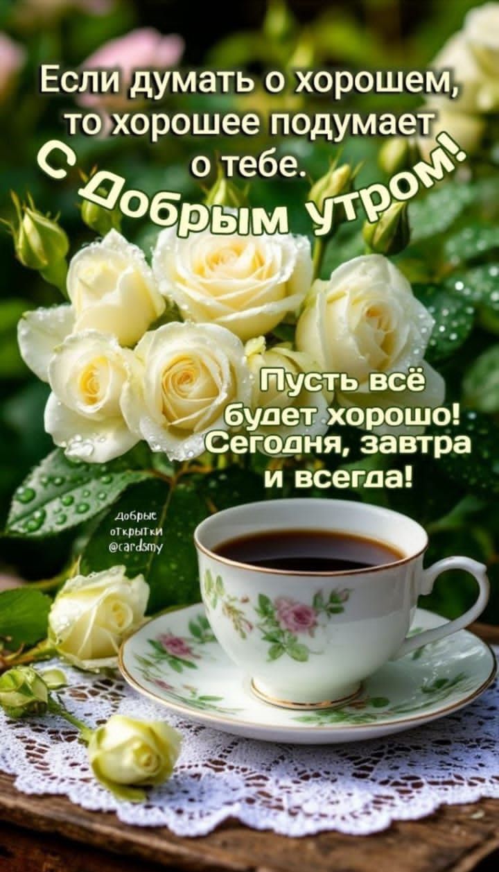 Если думать о хорошем, то хорошее подумает о тебе. С Добрым утром! Пусть всё будет хорошо! Сегодня, Завтра и всегда!
