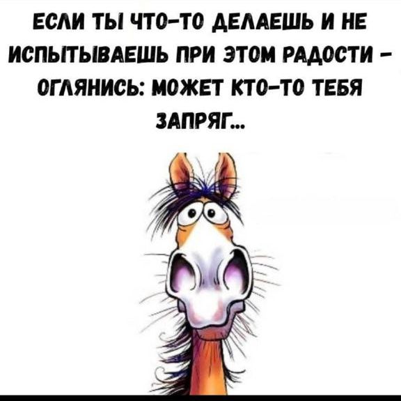 ЕСЛИ ТЫ ЧТО-ТО ДЕЛАЕШЬ И НЕ ИСПЫТЫВАЕШЬ ПРИ ЭТОМ РАДОСТИ - ОГЛЯНИСЬ: МОЖЕТ КТО-ТО ТЕБЯ ЗАПРЯГ...