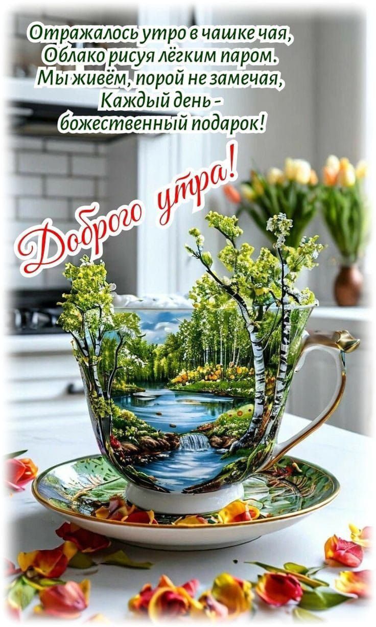Отражалось утро в чашке чая,
Облако рисуя лёгким паром.
Мы живём, порой не замечая,
Каждый день - божественный подарок!
Доброе утро!
