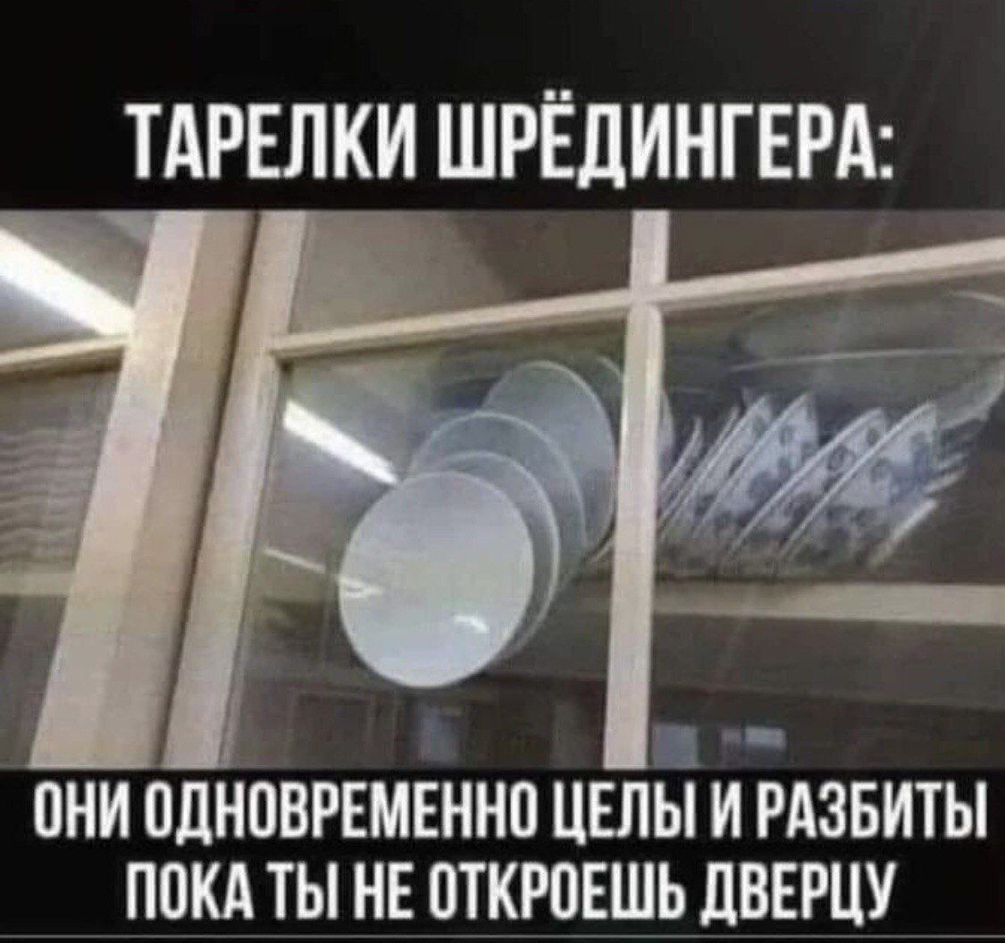 ТАРЕЛКИ ШРЁДИНГЕРА: ОНИ ОДНОВРЕМЕННО ЦЕЛЫ И РАЗБИТЫ ПОКА ТЫ НЕ ОТКРОЕШЬ ДВЕРЦУ