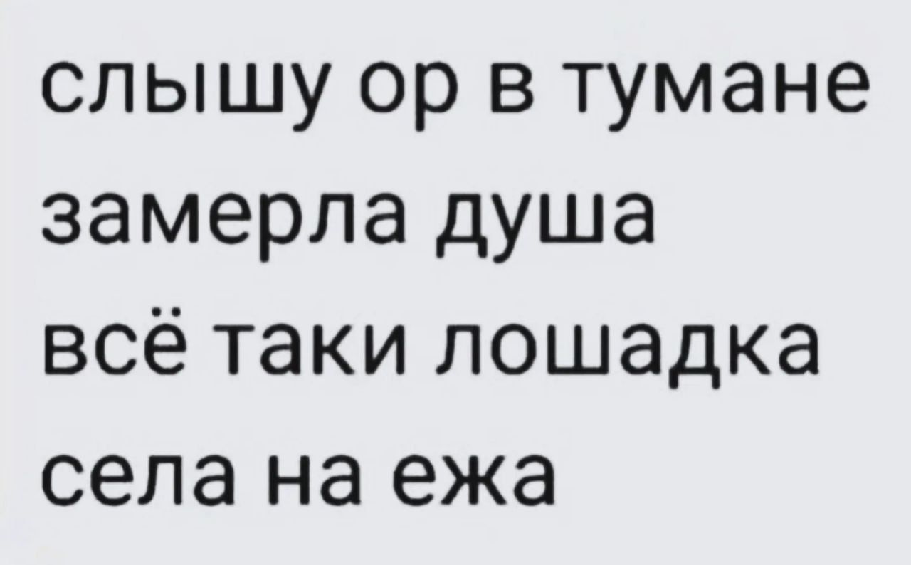 слышу ор в тумане замерла душа всё таки лошадка села на езжа