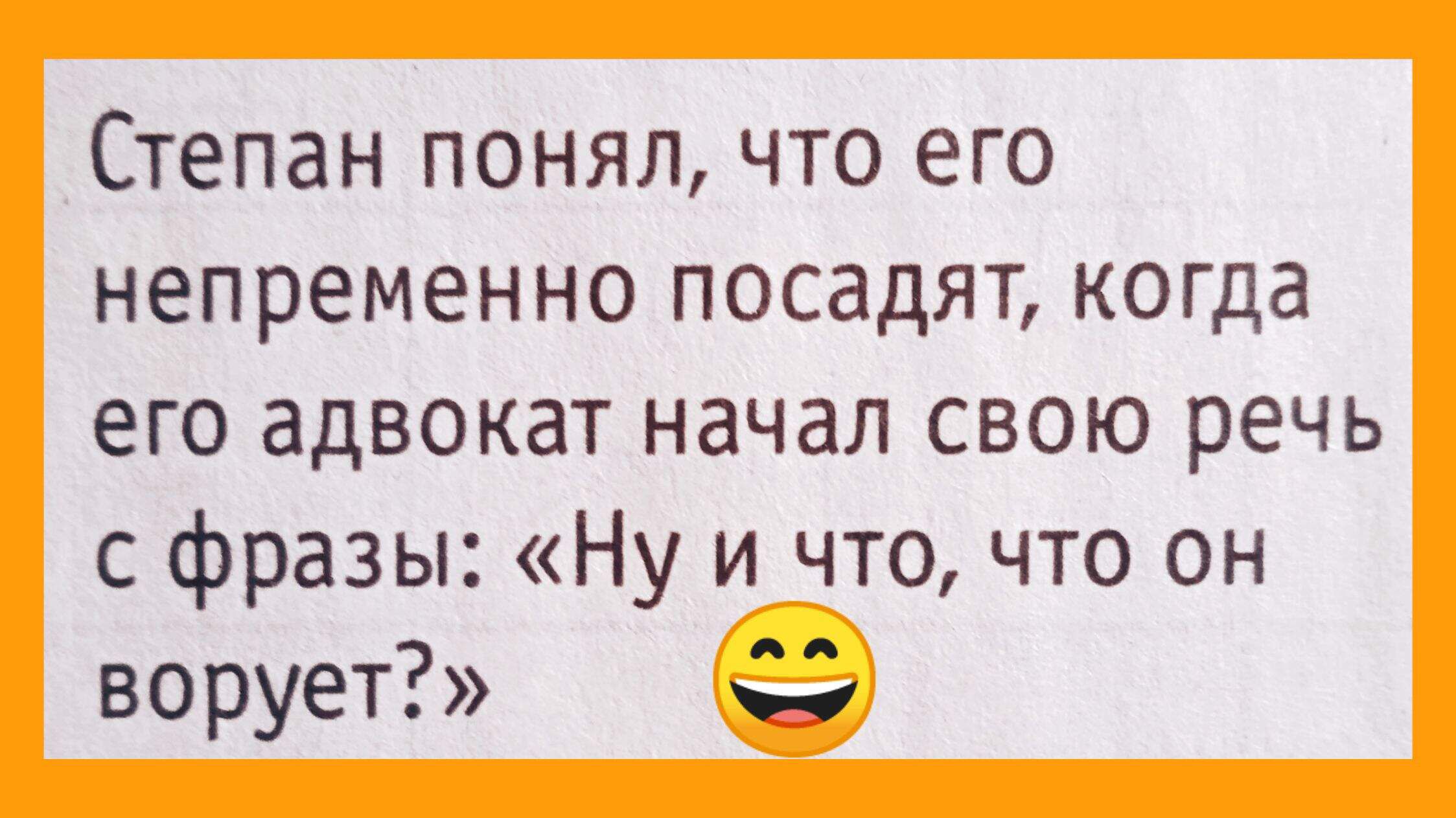 Степан понял что его непременно посадят когда его адвокат начал свою речь с фразы Ну и что что он ворует С