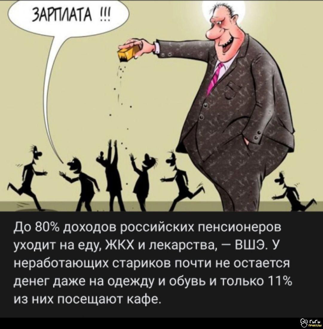 До 80% доходов российских пенсионеров уходит на еду, ЖКХ и лекарства, — ВШЭ. У неработающих стариков почти не остается денег даже на одежду и обувь и только 11% из них посещают кафе.