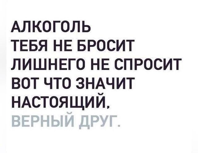 АЛКОГОЛЬ ТЕБЯ НЕ БРОСИТ ЛИШНЕГО НЕ СПРОСИТ ВОТ ЧТО ЗНАЧИТ НАСТОЯЩИЙ