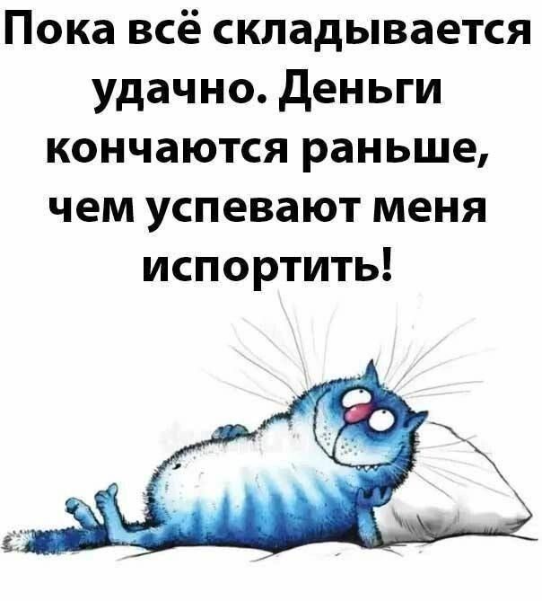 Пока всё складывается удачно Деньги кончаются раньше чем успевают меня испортить