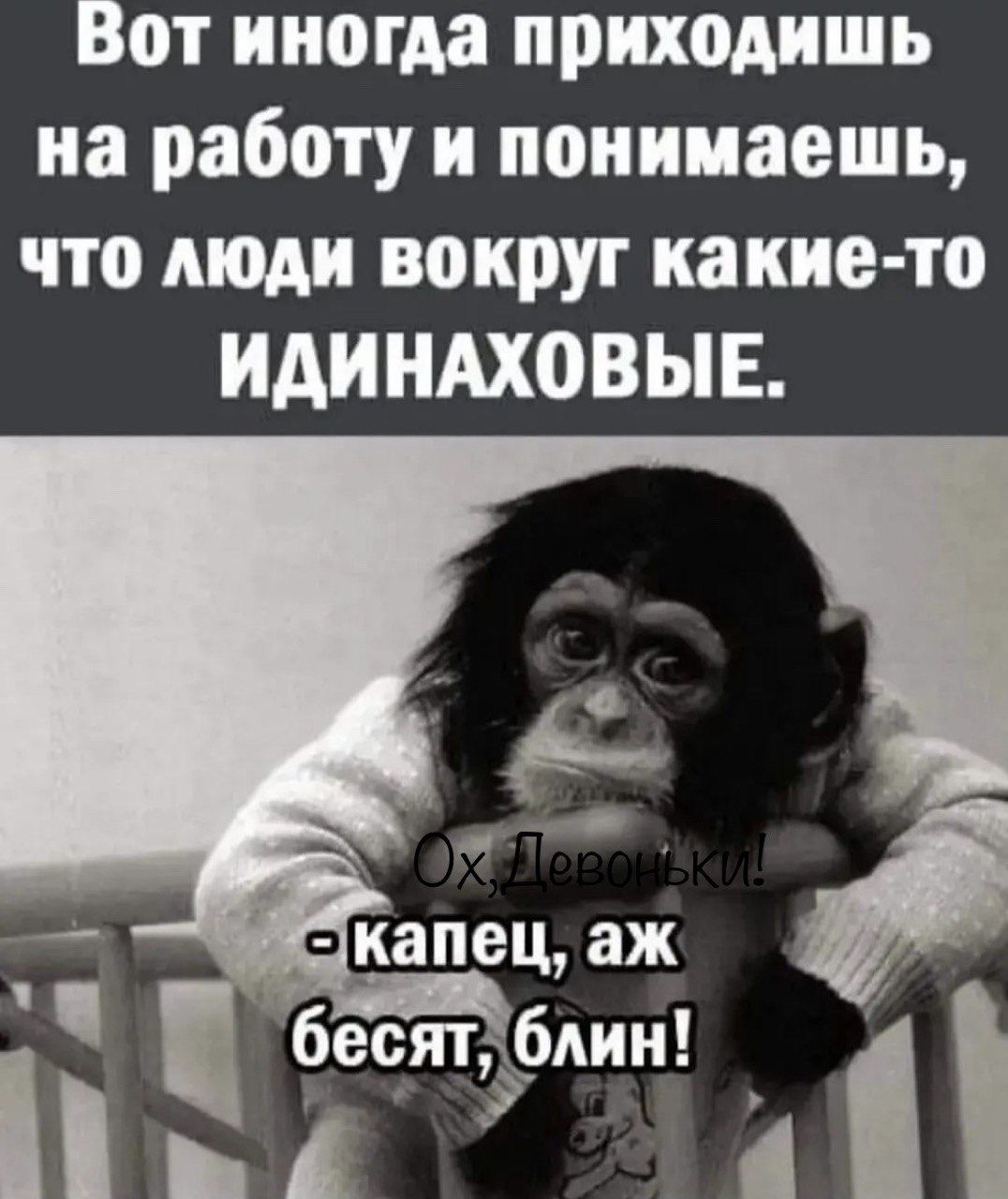 Вот иногда приходишь на работу и понимаешь что люди вокруг какие то ИДИНАХОВЫЕ