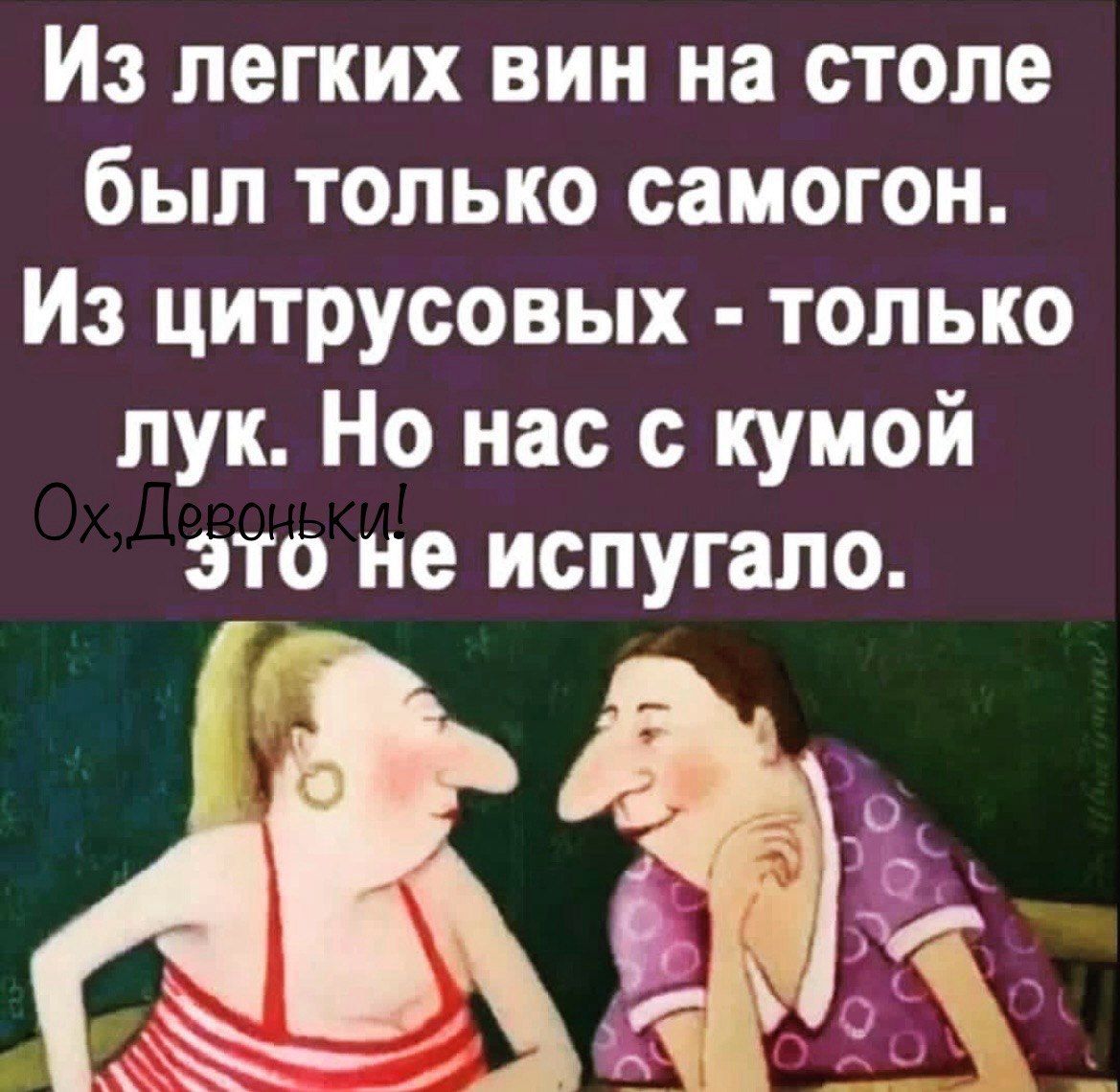 Из легких вин на столе был только самогон Из цитрусовых только лук Но нас с кумой это не испугало