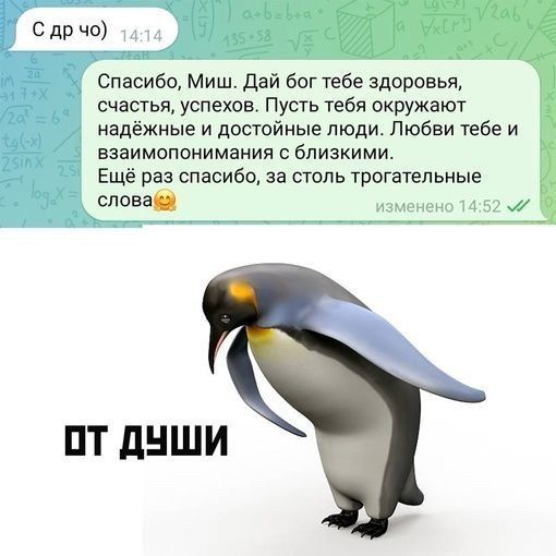 сдр чо  спасибо, миш. Дай бог тебе здоровья, счастья, успехов. Пусть тебя окружают надёжные и достойные люди. Любви тебе и взаимопонимания с близкими.  Ещё раз спасибо, за столь трогательные л. Слова  изменено 14:52 м от души