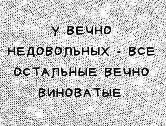 У ВЕЧНО НЕДОВОЛЬНЫХ - ВСЕ ОСТАЛЬНЫЕ ВЕЧНО ВИНОВАТЫЕ