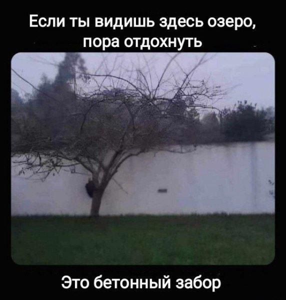 Если ты видишь здесь озеро, пора отдохнуть Это бетонный забор