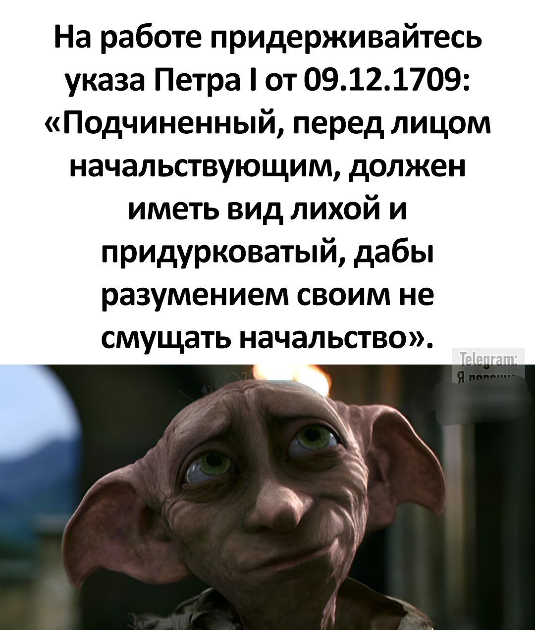 На работе придерживайтесь указа Петра I от 09.12.1709: «Подчиненный, перед лицом начальствующим, должен иметь вид лихой и придурковатый, дабы разумением своим не смущать начальство».