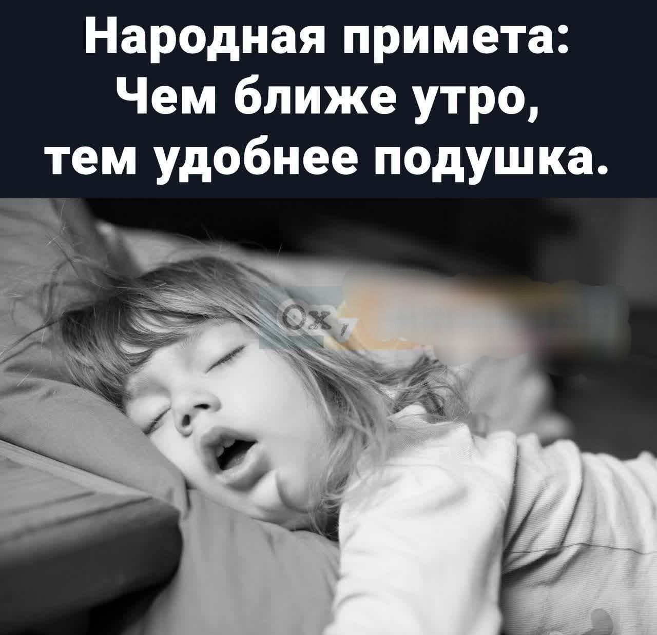 Народная примета: Чем ближе утро, тем удобнее подушка.
