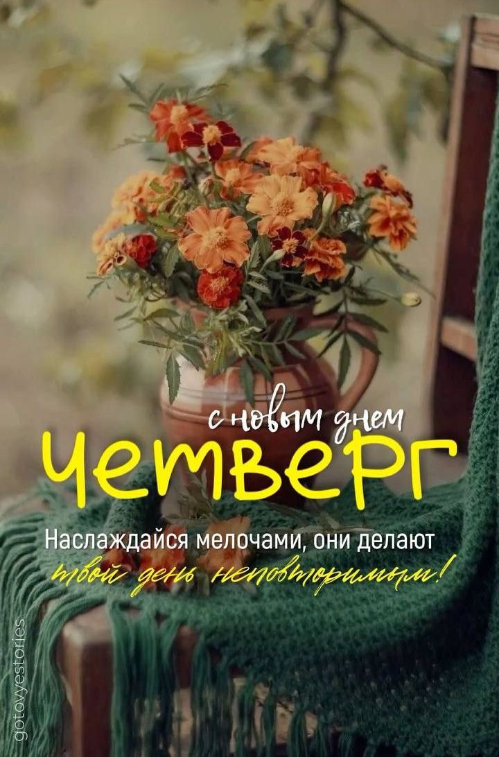 с новым днем ЧЕТВЕРГ
Наслаждайся мелочами, они делают твой день неподражаемым!