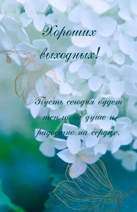 Хороших выходных! Пусть сегодня будет тепло на душе и радостно на сердце.