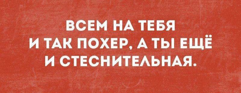 ВСЕМ НА ТЕБЯ И ТАК ПОХЕР, А ТЫ ЕЩЁ И СТЕСНИТЕЛЬНАЯ.