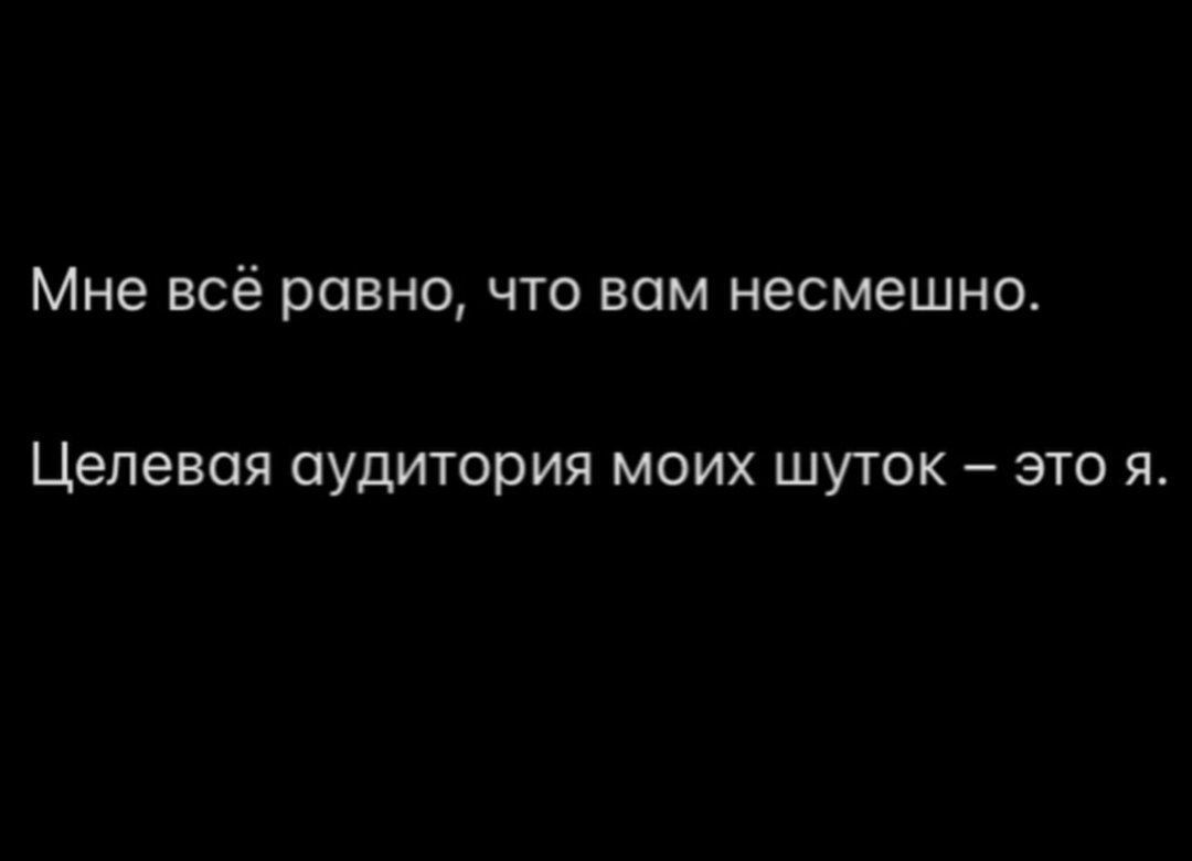 Мне всё равно, что вам несмешно.
Целевая аудитория моих шуток – это я.