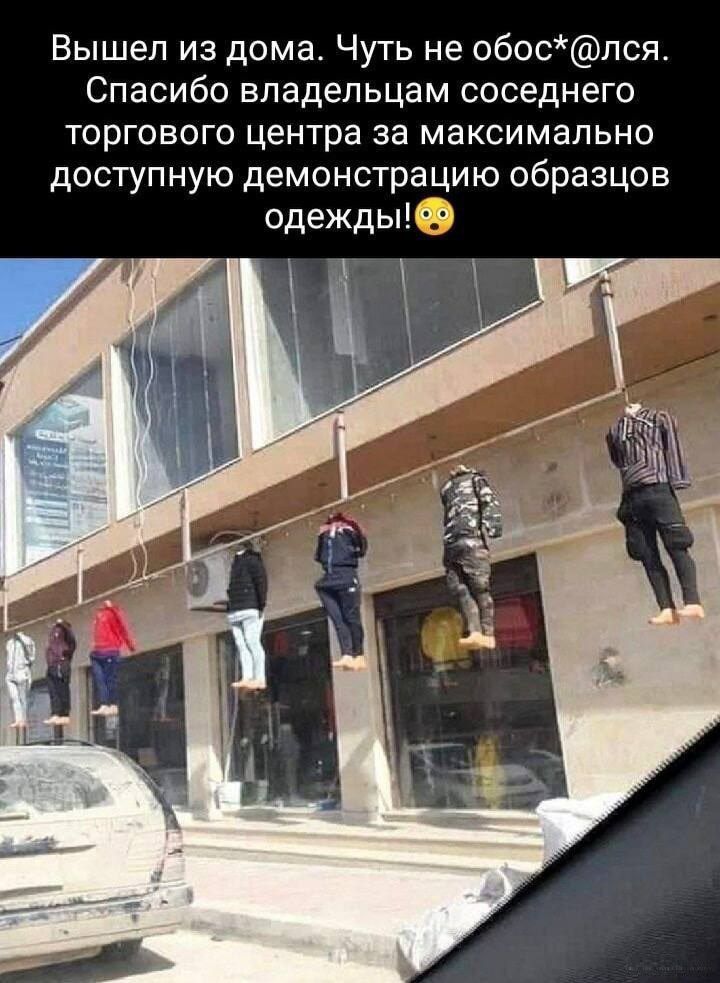 Вышел из дома. Чуть не обос*@лся. Спасибо владельцам соседнего торгового центра за максимально доступную демонстрацию образцов одежды!