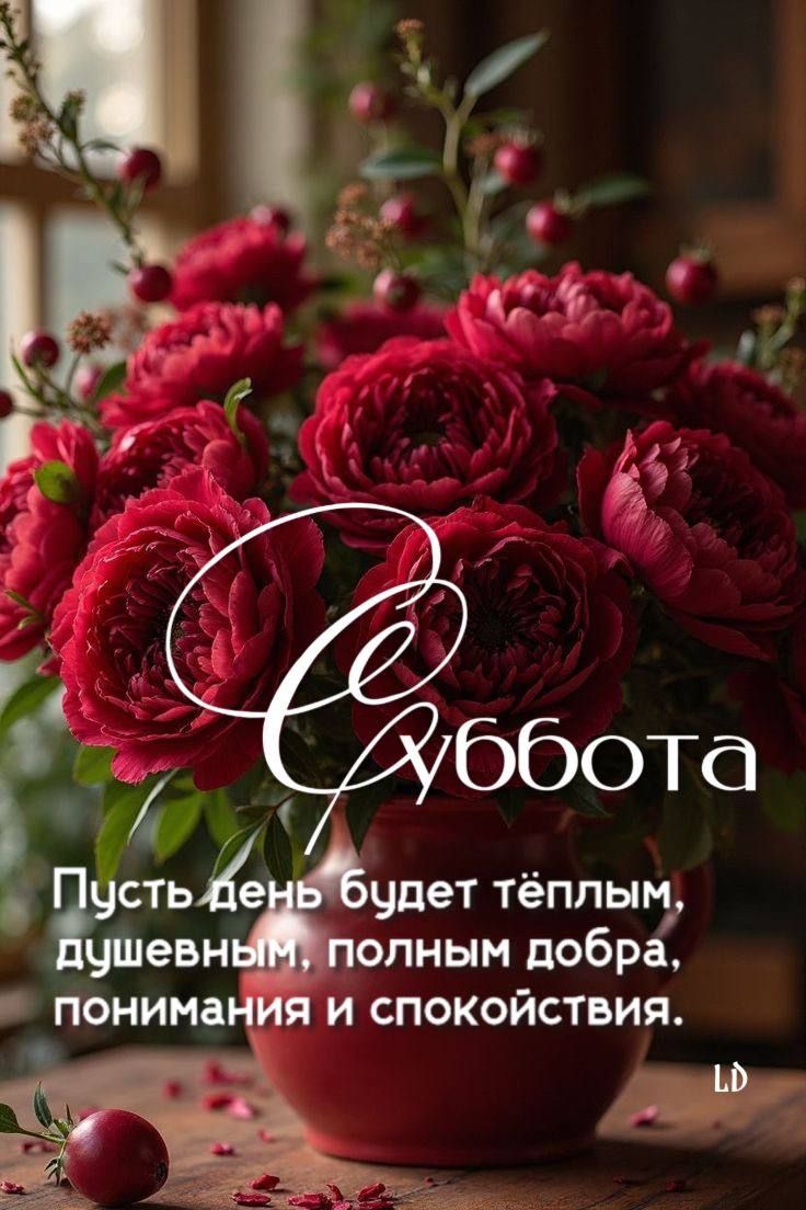 Суббота
Пусть день будет тёплым, душевным, полным добра, понимания и спокойствия.