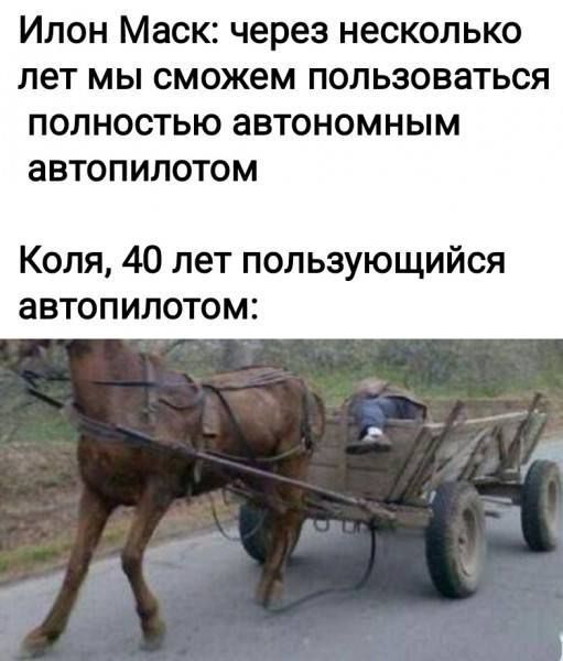 Илон Маск: через несколько лет мы сможем пользоваться полностью автономным автопилотом\nКоля, 40 лет пользующийся автопилотом: