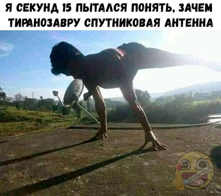 Я секунд 15 пытался понять, зачем тираннозавру спутниковая антенна