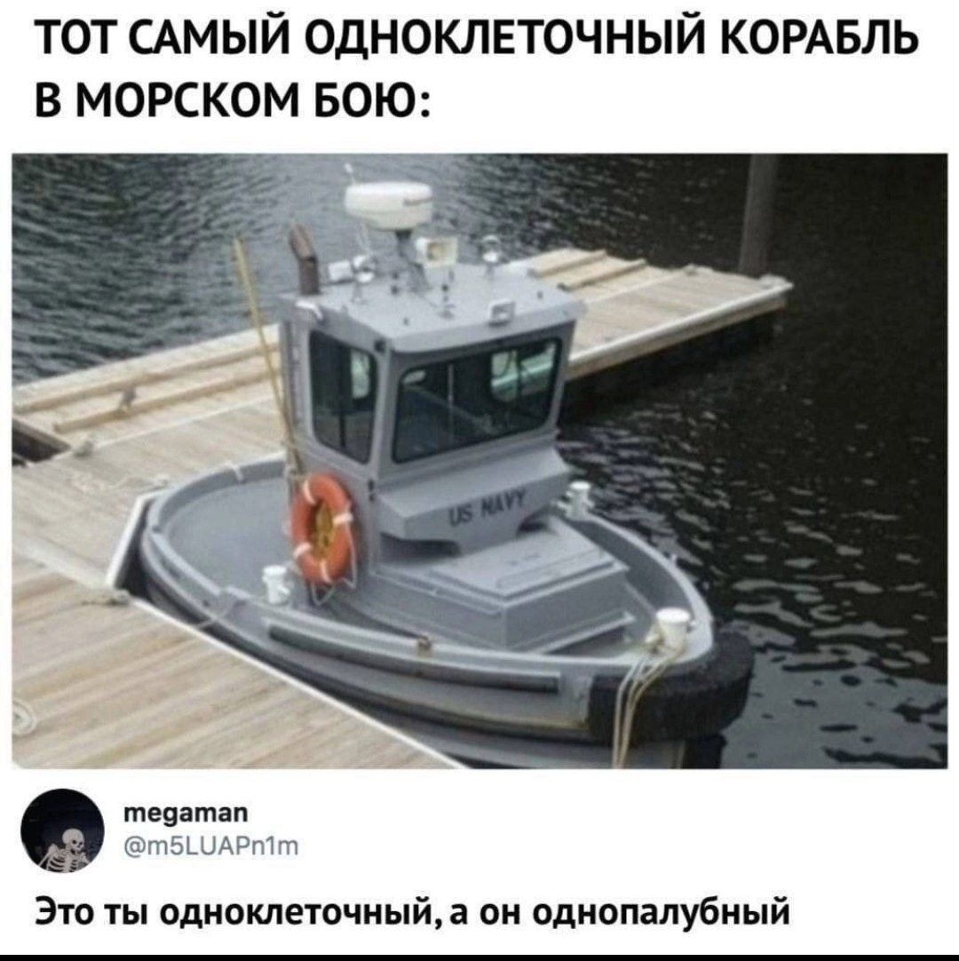 ТОТ САМЫЙ ОДНОКЛЕТОЧНЫЙ КОРАБЛЬ В МОРСКОМ БОЮ:

Это ты одноклеточный, а он однопалубный