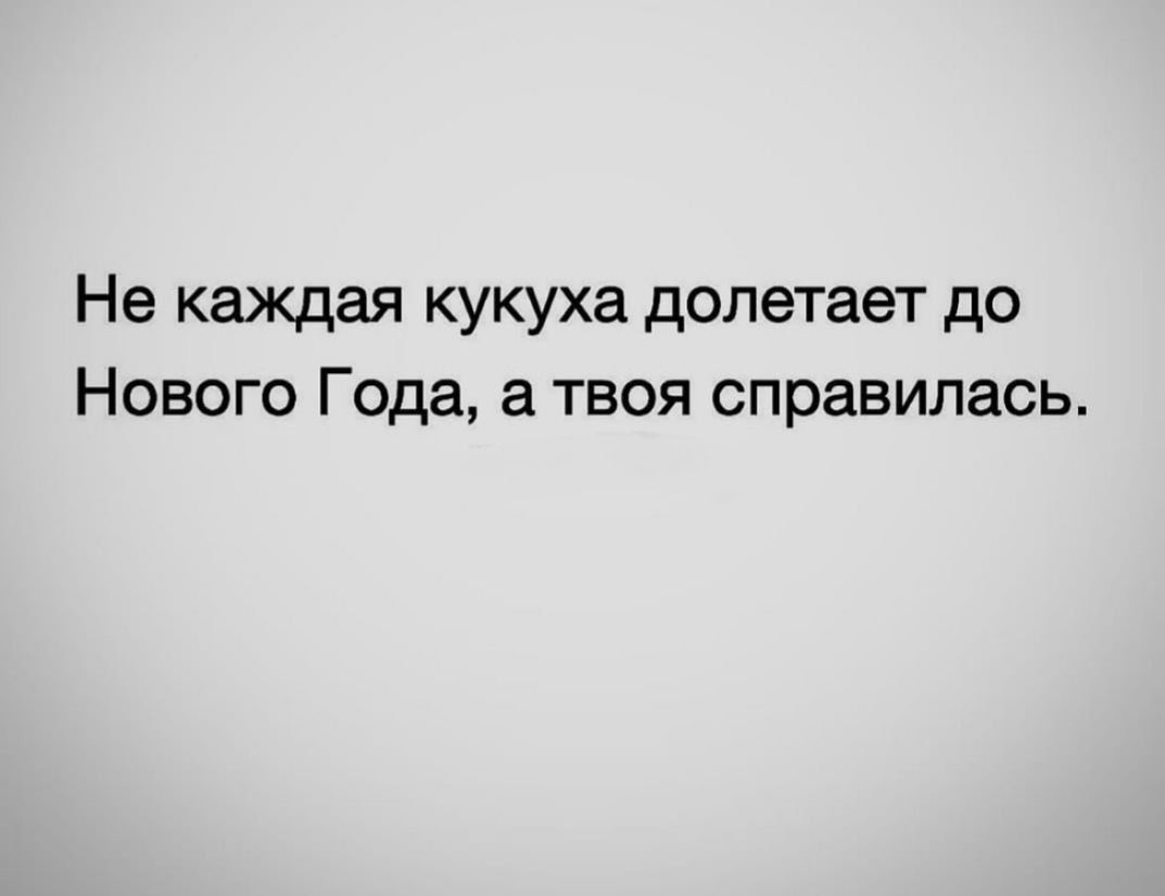 Не каждая кукуха долетает до Нового Года, а твоя справилась.