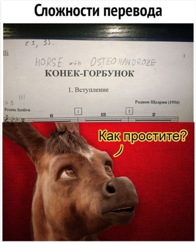 Сложности перевода HORSE with OSTEOHANDROZE КОНЕК-ГОРБУНОК 1. Вступление Как простите?