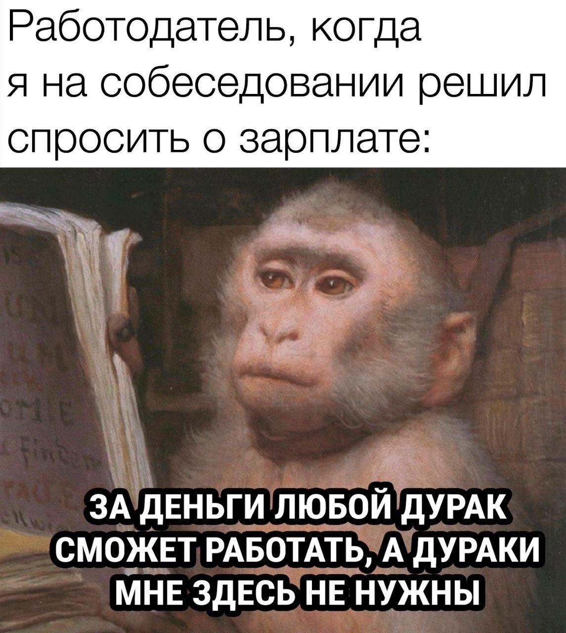 Работодатель, когда я на собеседовании решил спросить о зарплате: ЗА ДЕНЬГИ ЛЮБОЙ ДУРАК СМОЖЕТ РАБОТАТЬ, А ДУРАКИ МНЕ ЗДЕСЬ НЕ НУЖНЫ
