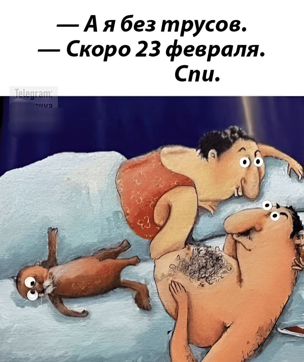 — А я без трусов. 
— Скоро 23 февраля. 
Спи.