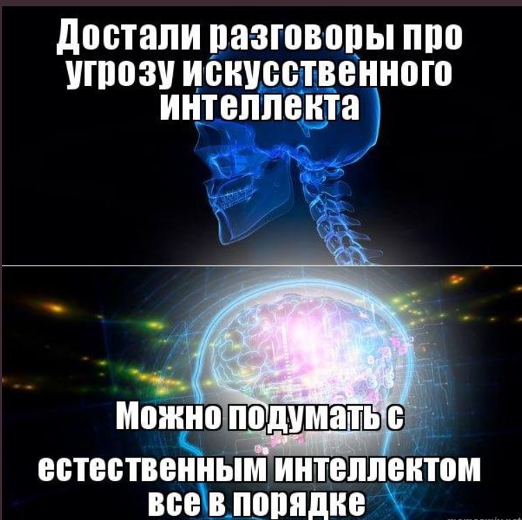 Достали разговоры про угрозу искусственного интеллекта
Можно подумать с естественным интеллектом все в порядке
