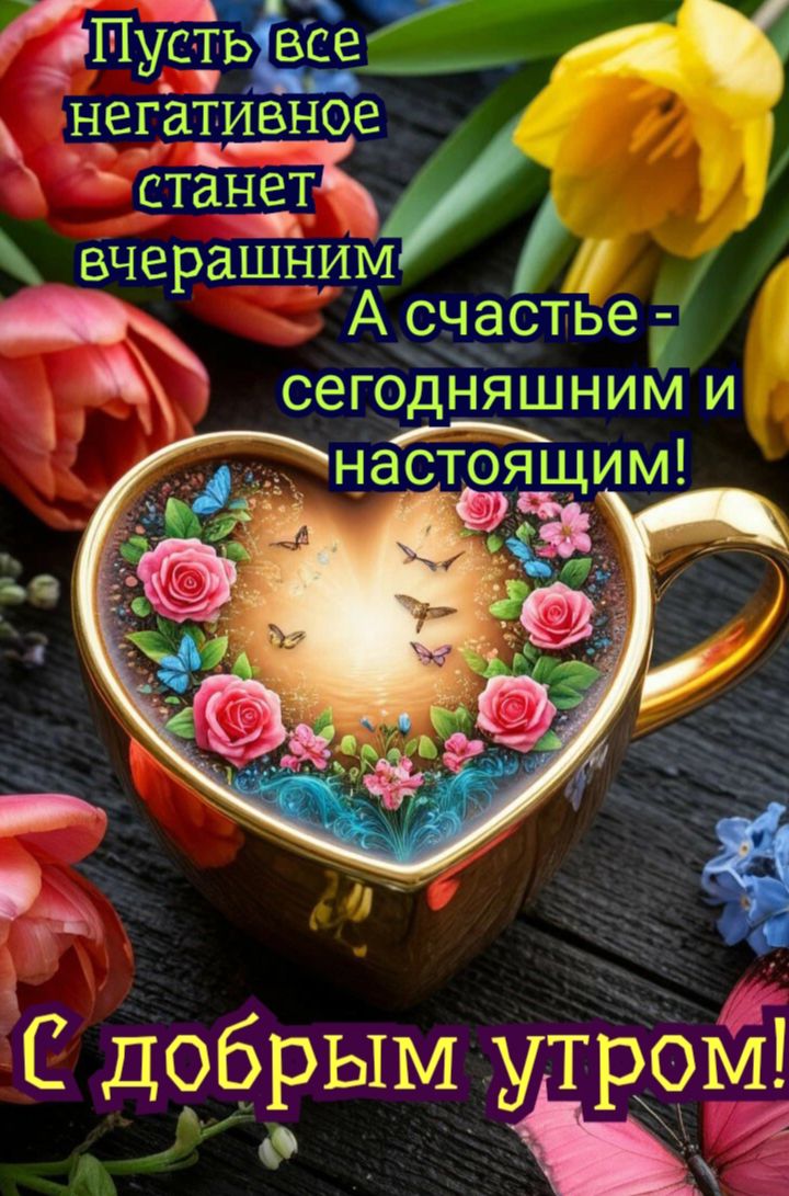 Пусть всё негативное станет вчерашним, А счастье - сегодняшним и настоящим! С добрым утром!