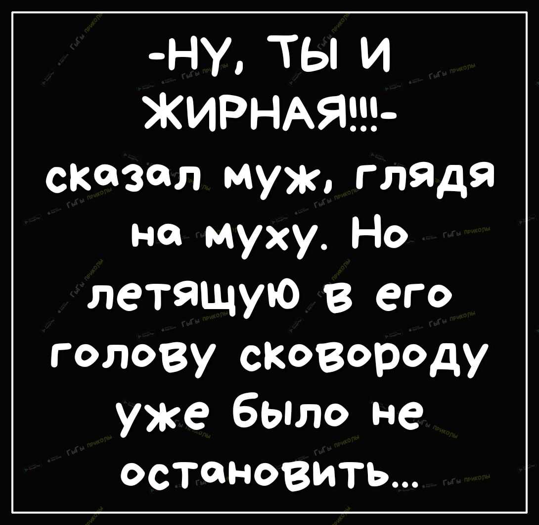 44 Ты И ЖИРНАЯ сказал муж глядя на муху Но летящую В его голову сковороду уже было не ОСТФНОВИТЬ