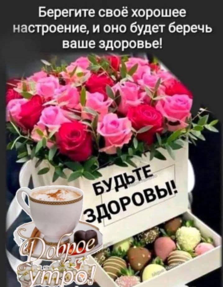 Берегите своё хорошее настроение, и оно будет беречь ваше здоровье!
БУДЬТЕ ЗДОРОВЫ!
Доброе утро!