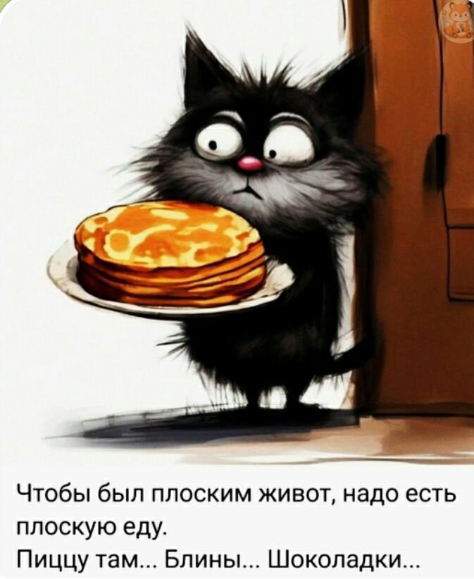 Чтобы был плоским живот, надо есть плоскую еду.
Пиццу там... Блины... Шоколадки...