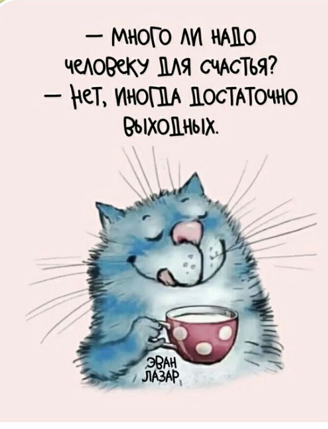 – Много ли надо человеку для счастья?  – Нет, иногда достаточно выходных.