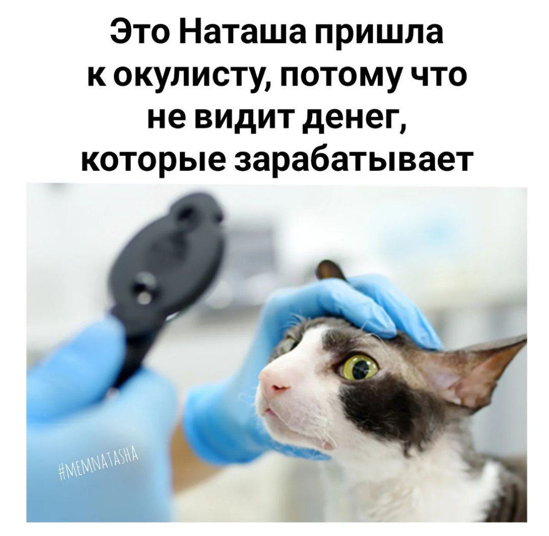 Это Наташа пришла к окулисту потому что не видит денег которые зарабатывает