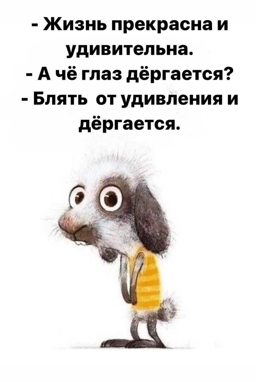 Жизнь прекрасна и удивительна Ачё глаз дёргается Блять от удивления и дёргается