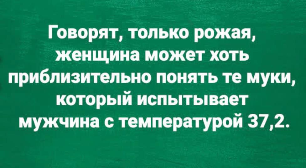 Говорят только рожая женщина может хоть приблизительно понять те муки который испытывает мужчина с температурой 372