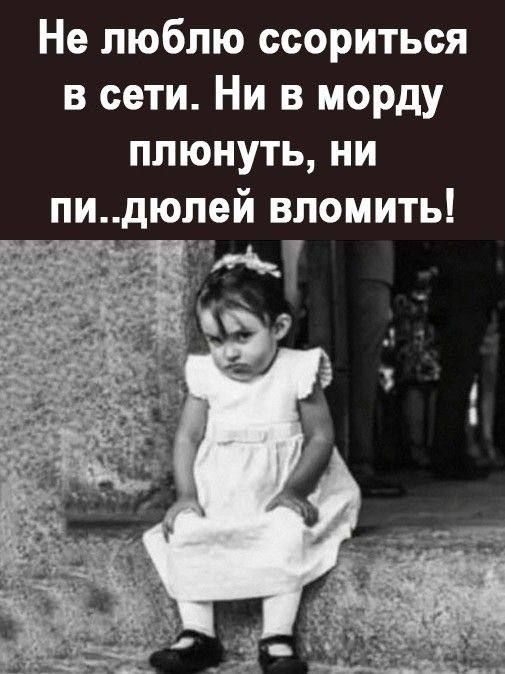 Не люблю ссориться в сети Ни в морду плюнуть ни ПИдЮЛИ вломить