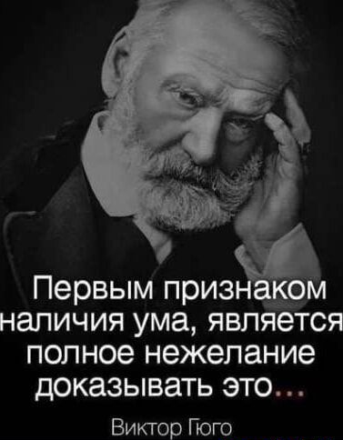 Первым признаком наличия ума является полное нежелание доказывать это Виктор Гюго