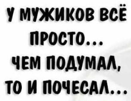 У МУЖИКОВ ВСЁ ПРОСТО ЧЕМ ПОДУМАЛ ТО И ПОЧЕСАЛ