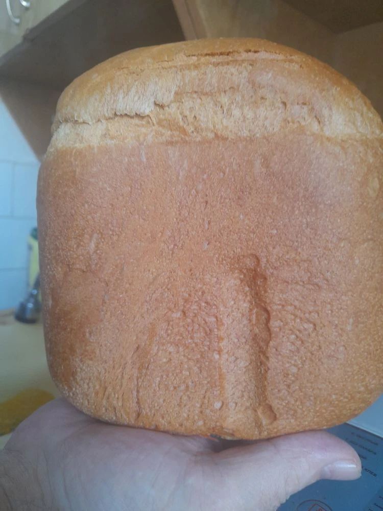 Круглый хлеб с плотной коркой, держат в руке