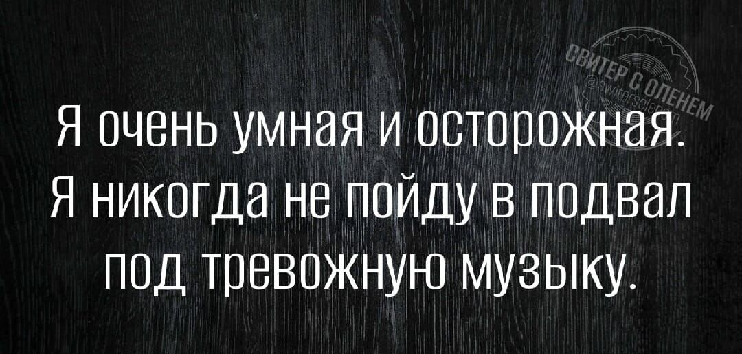 Я очень умная и осторожная Я никогда не пойду в подвал под тревожную музыку