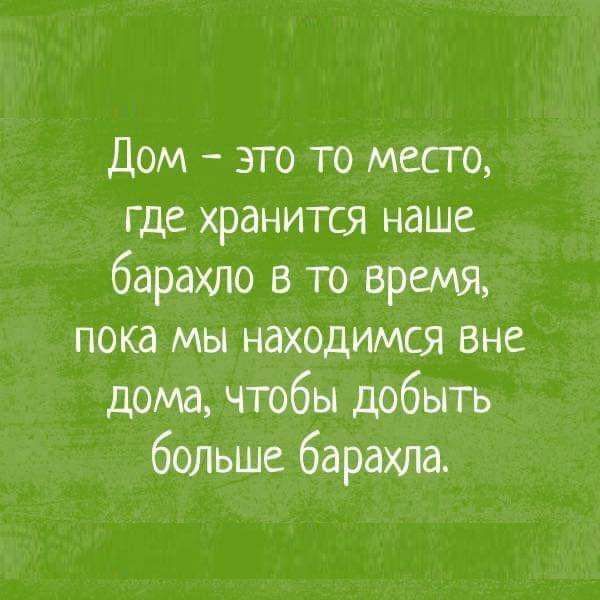 Дом это то место где хранится наше барахло в то время пока мы находимся вне дома чтобы добыть больше барахла