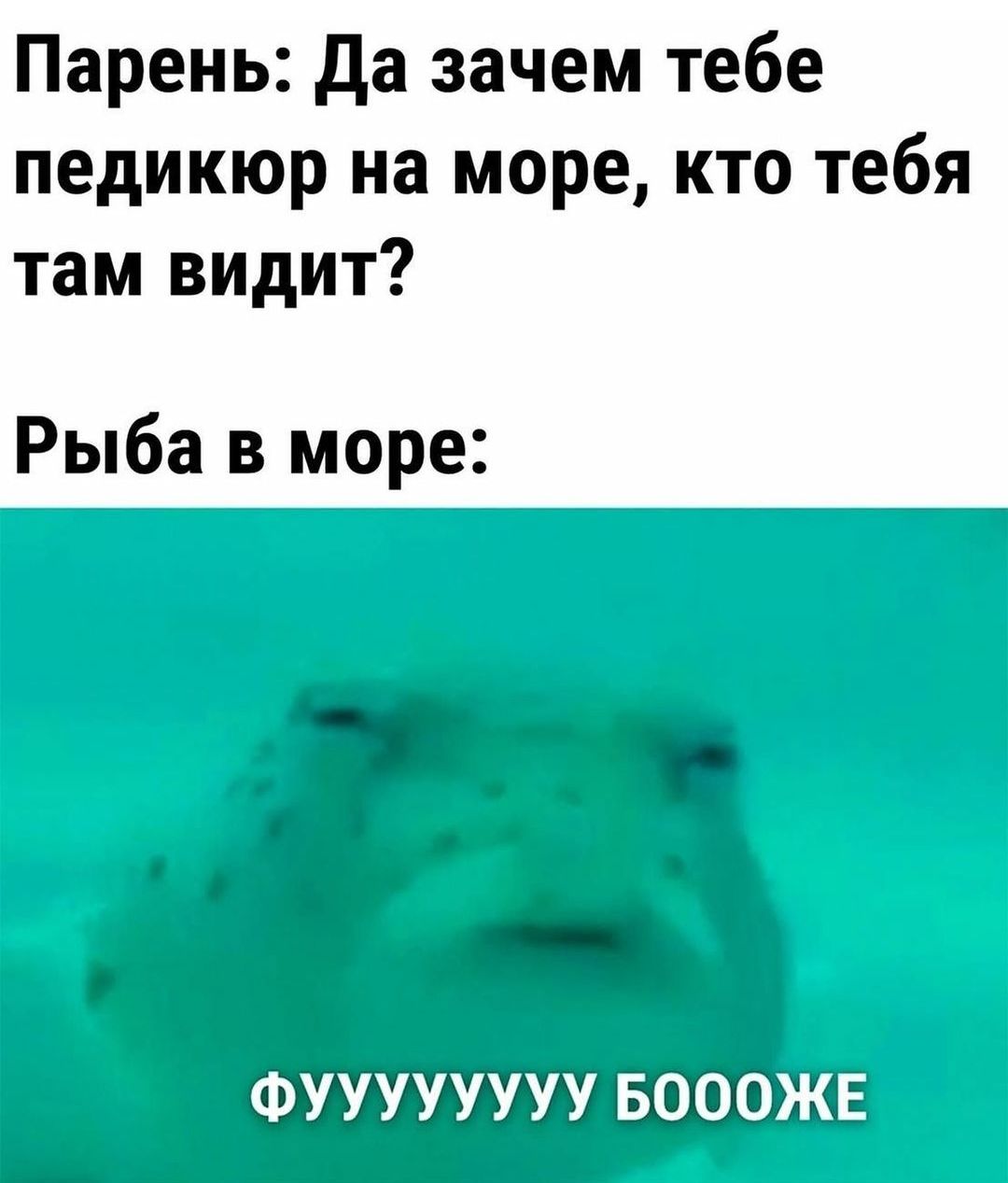 Парень Да зачем тебе педикюр на море кто тебя там видит Рыба в море ФУУУУУУУУ БОООЖЕ